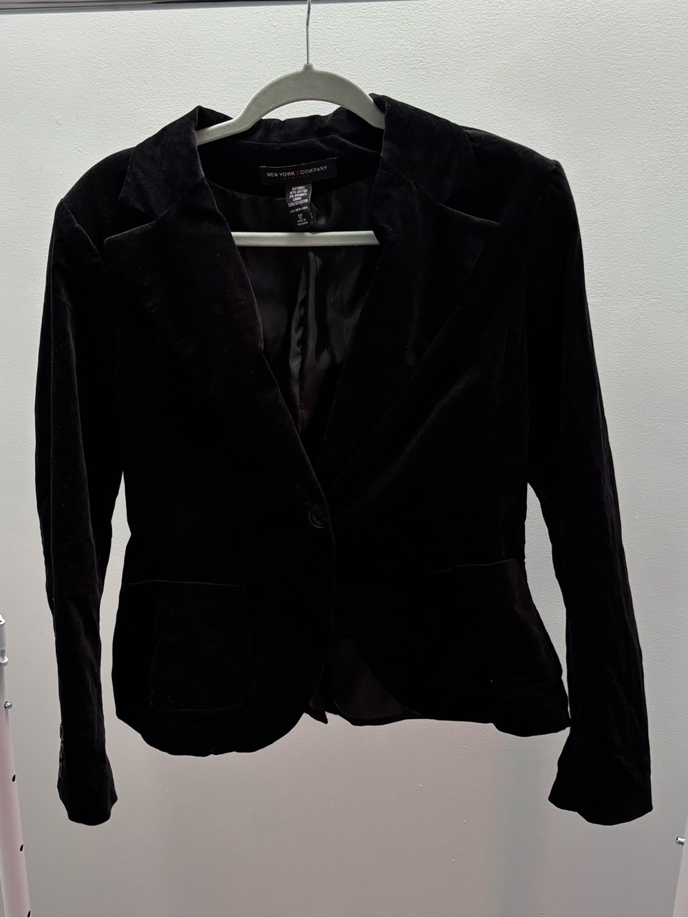 New York & Company Black Velvet Tailored Blazer